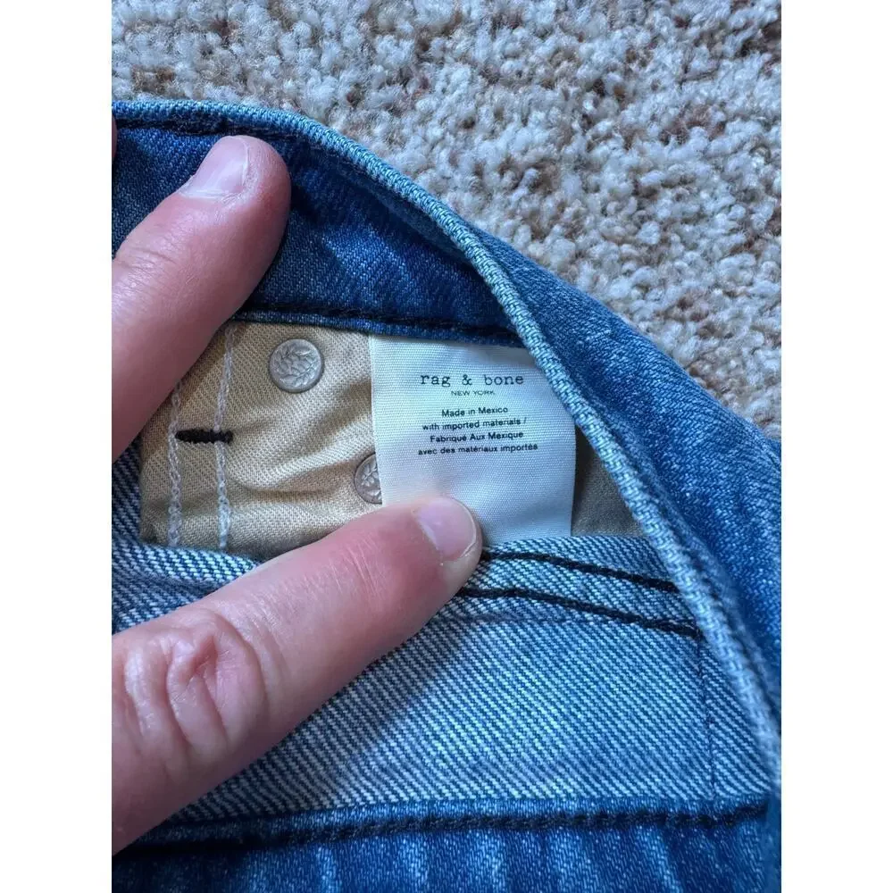 NWT - RAG & BONE Blue Denim Skirt, size 27; Button Fly; POPPY; Vintage High rise